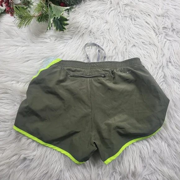 Nike Dri Fit Womens Olive Green Neon Active Athletic Short - Picture 2 of 3